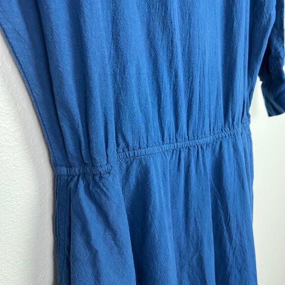 VTG Color Me Cotton CMC LA Drawstrings Sz XS 3/4 Sleeve Blue Long Midi Dress USA - Picture 6 of 8